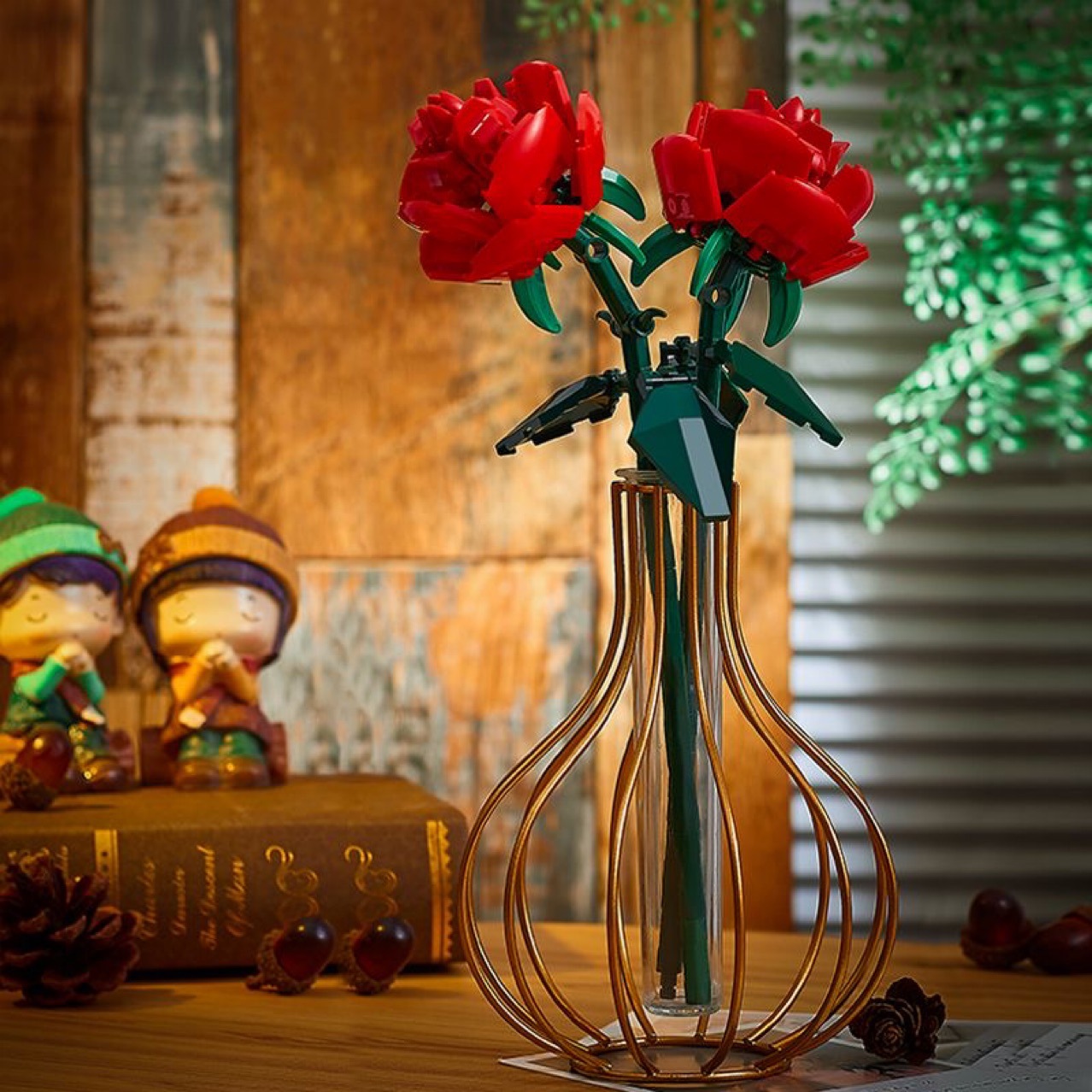 跨境玫瑰花积木兼容乐高花束永生花粉玫瑰向日葵郁金香拼装玩具详情4