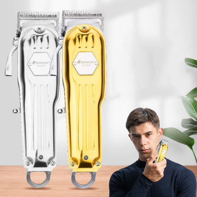 跨境金属理发器批发专业发廊理发推子电推剪不锈钢充电理发剪批发SHINON详情1