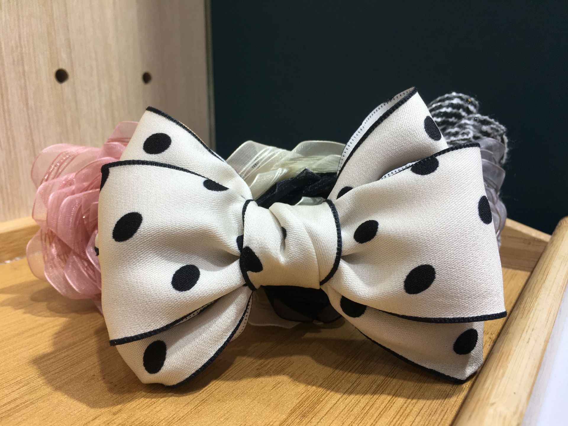 Single-sided polka dot printed polyester ribbon bow, DIY hair accessory material, shoe flower, straw hat, fresh flower dot woven ribbon pic 3