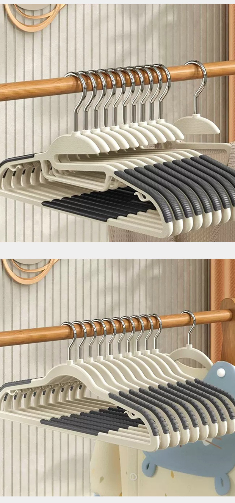 衣架加粗款无痕晾衣架宽肩防滑新款晾晒衣撑子塑料家用成人衣服架详情10