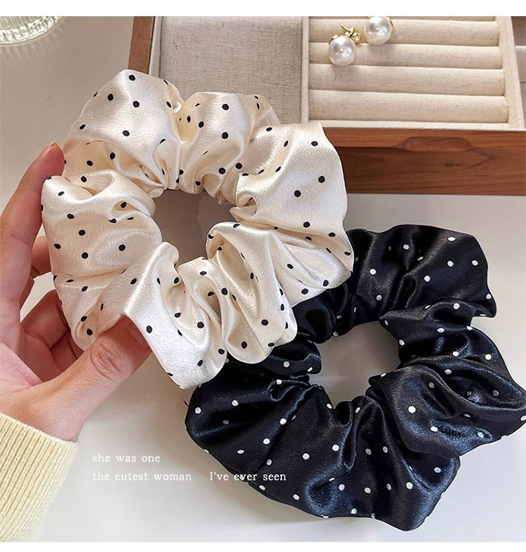 Korean-style polka dot large intestine hair band, a new versatile and popular hair tie for women, a high-end hair tie and hair accessory pic 2