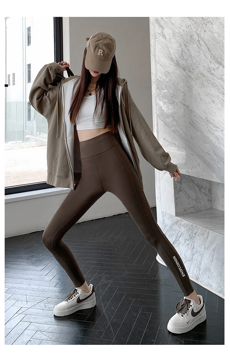 2022款秋冬加厚鲨鱼皮打底裤女外穿高腰瑜伽芭比裤九分鲨鱼裤批发详情16