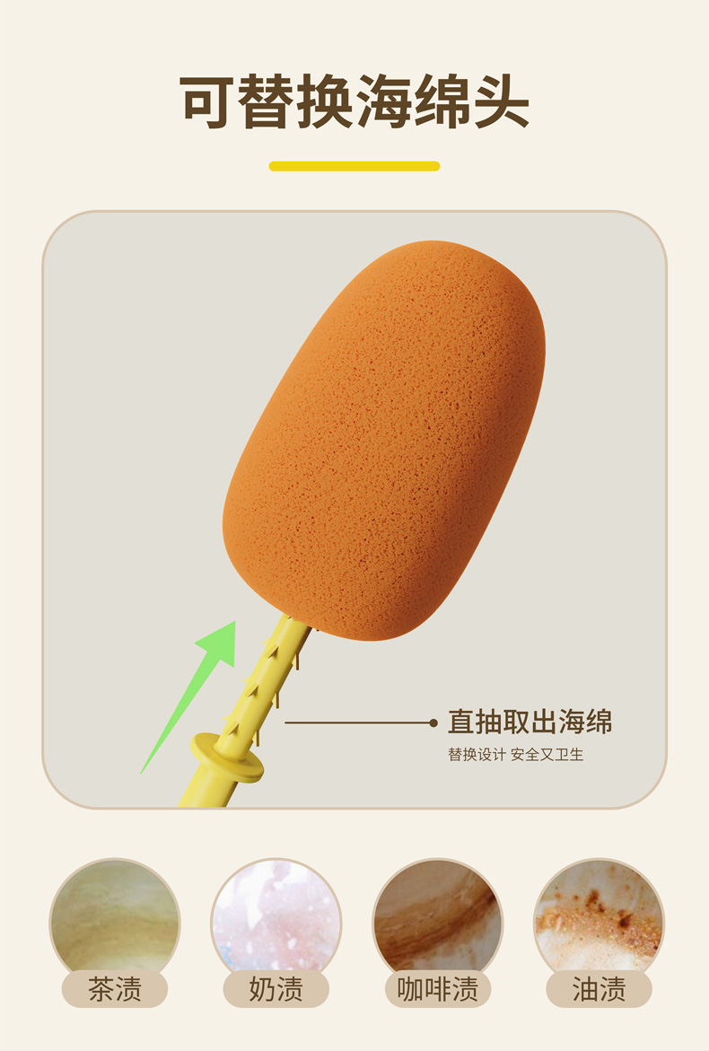 杯刷三合一胡萝卜长柄家用多功能洗杯刷清洁海绵瓶刷清洁刷批发详情18