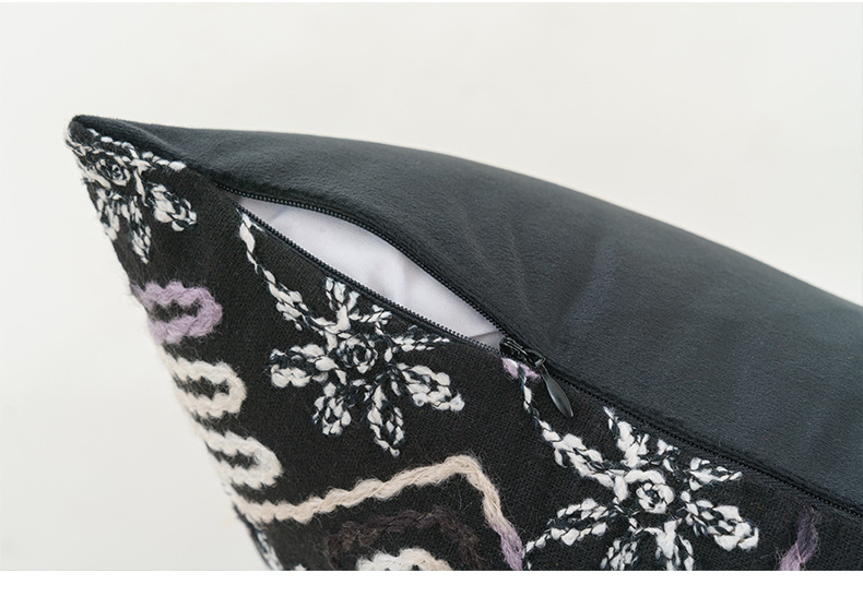 Cotton thread embroidery, geometric lines, flowers, exotic Moroccan throw pillows, cushions, backrests, pillowcases pic 11