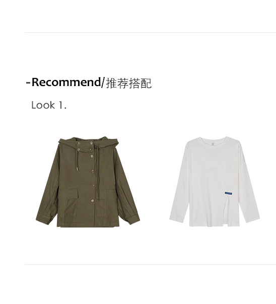 黄峥简约贴标开叉长袖T恤女2022春韩版宽松休闲设计感上衣T85396详情13