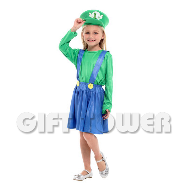 超级玛丽马里奥套装小女水管工舞台表演服装 儿童超人动物猪e道服G-0258 舞台服、表演服详情6