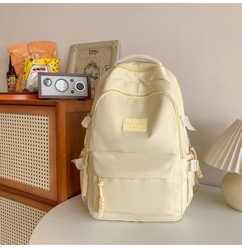 纯色休闲双肩包小学生女初高中书包简约时尚百搭大容量大学生背包详情41