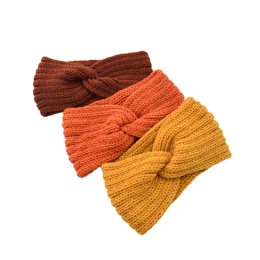 European and American knitted cross-wool hair bands, ear-protecting headbands, hand-woven headbands, flat, fashionable and warm autumn and winter hair accessories pic 10