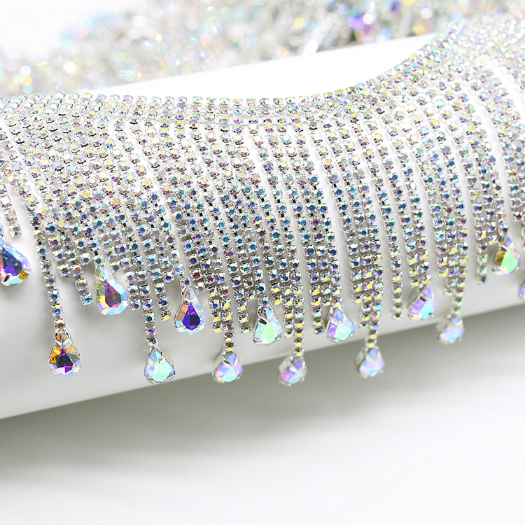 AB color water drop tassel claw chain, fancy code chain, water diamond chain, direct sales from the factory for export pic 14