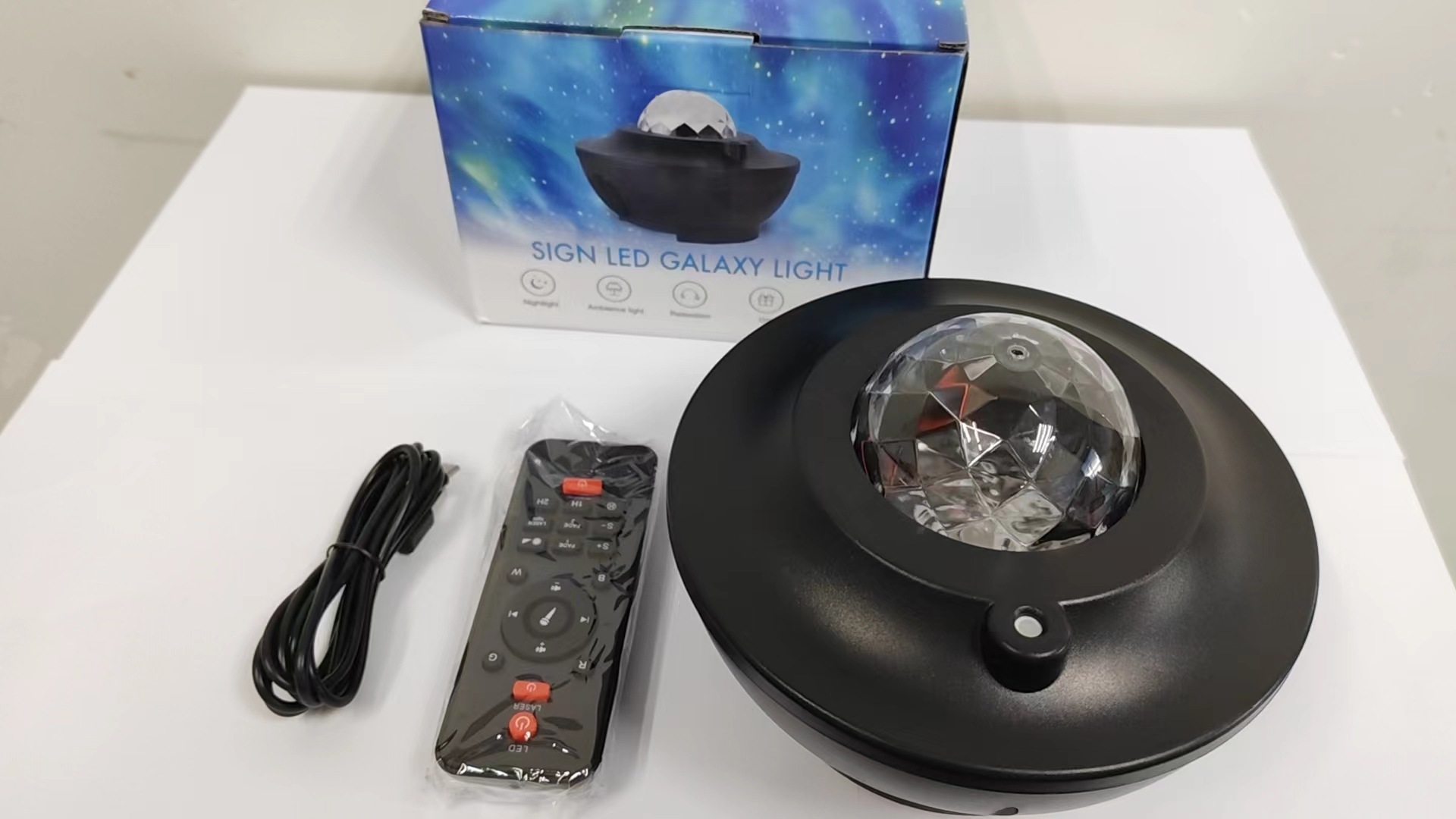 Projection starry sky light, USB Bluetooth music, rotating water ripple, starry sky laser stage light, bedroom atmosphere, small night pic 2