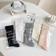 女中筒袜春夏袜子女堆堆袜纯棉条纹袜学院风拉拉袜长筒袜白色袜女详情1