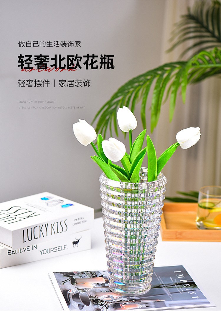 璀璨重厚水晶玻璃花瓶透明北欧水培客厅插干鲜花装饰摆件详情1