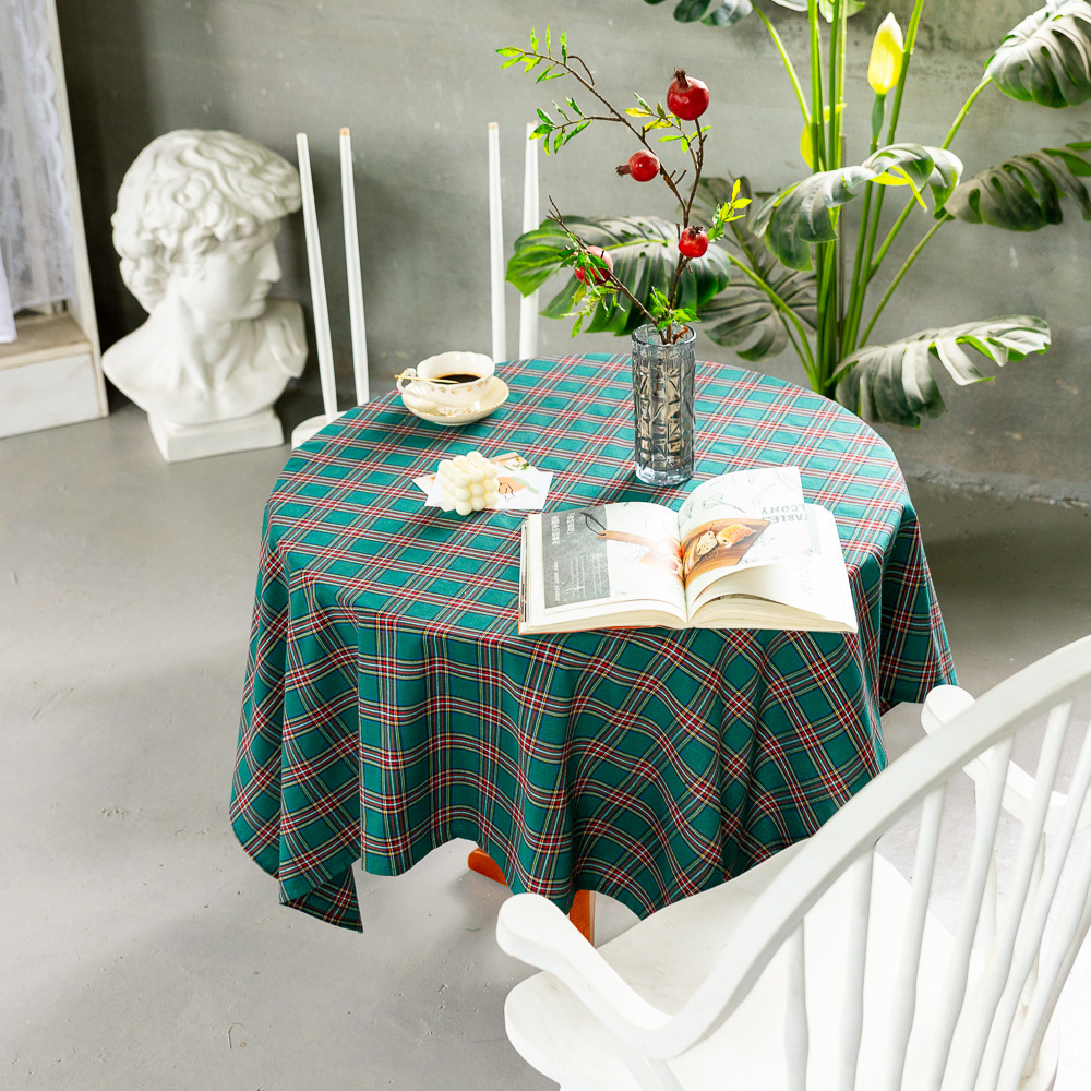 Cross-border Christmas holiday decoration table fabric, retro striped checkered cotton and linen restaurant party cover, Amazon pic 43