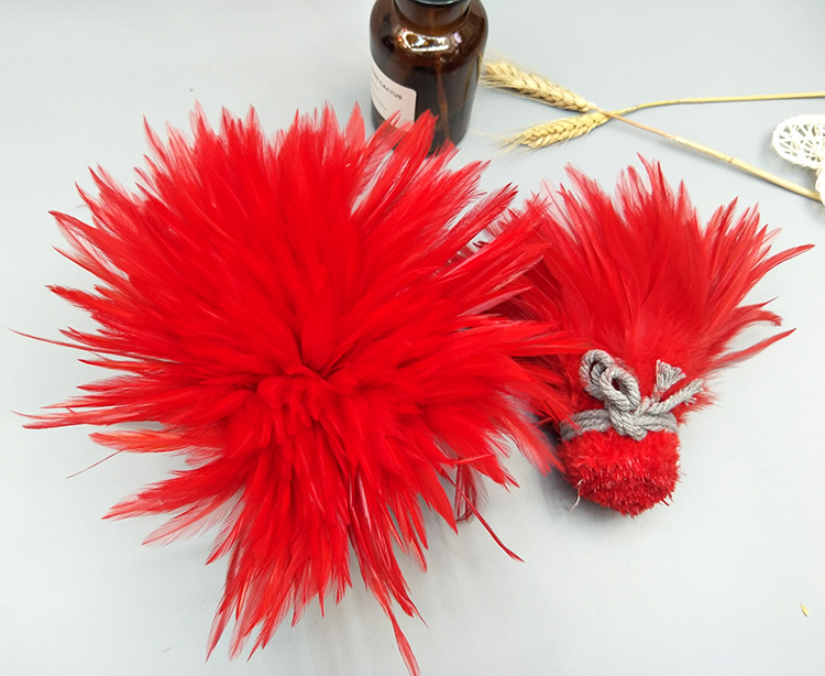 Dyed chicken feathers 4-6, white pointed, colored feather ornaments, corsages, headwear, hat flowers, dream catchers, cat teasing sticks materials pic 19
