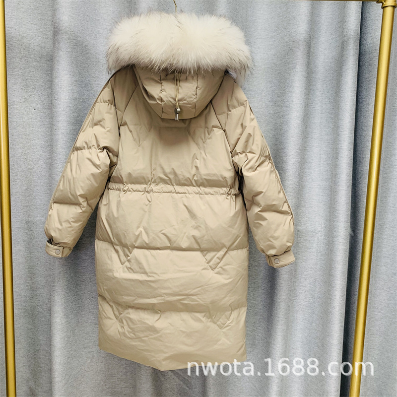 Mid-length goose down jacket for women 2022 new style Korean version knee-length thickened slimming drawstring fashionable warm coat trend pic 9