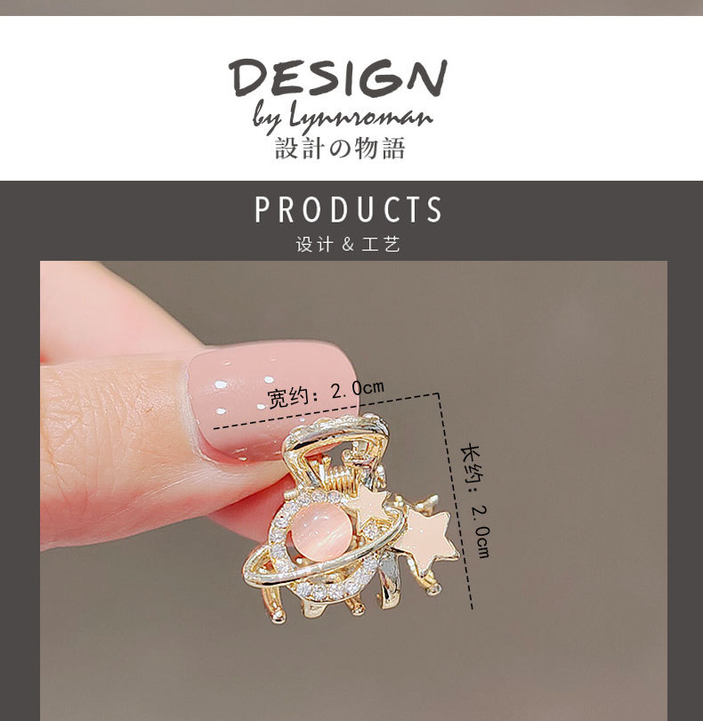Korean cute pink planet hair clips, bangs clips, girl star hair grabbers, small shark clips pic 4