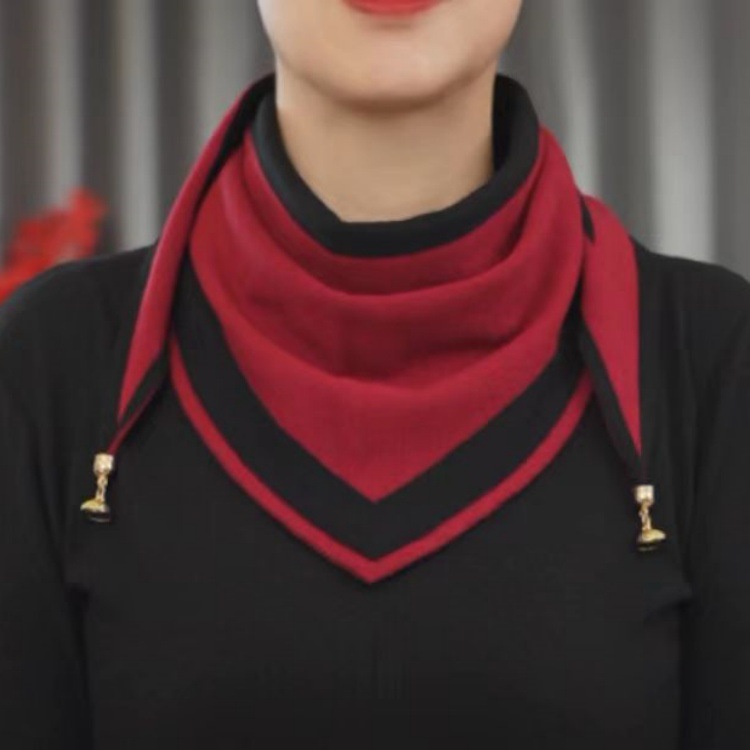秋冬季新款仿羊绒磁扣针织双色三角巾女保暖洋气时尚百搭护颈围巾详情8