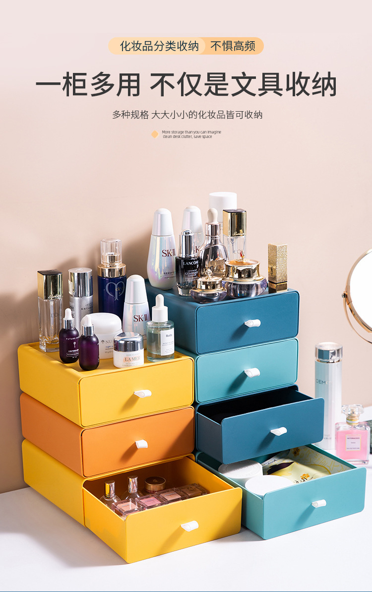 Desktop cosmetics storage box, student desk stationery storage box, office organizing drawer-type storage rack wholesale 0750 pic 10