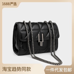 工厂广州小方包女士新款小香风菱格链条包单肩洋气斜挎百搭大容量详情1