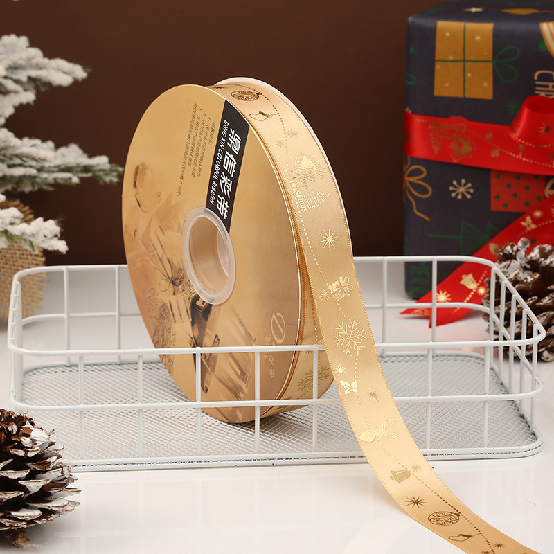 Dingxin Christmas Ribbon Wholesale: 2.5CM Christmas gifts, gold-embossed printed packaging ribbons, Christmas tree ribbons pic 12