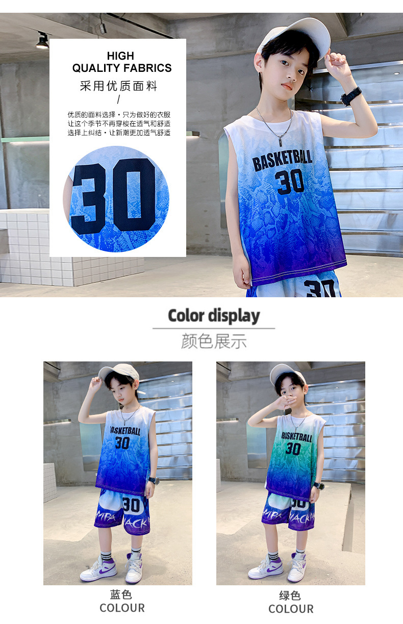 儿童装男童夏装男童篮球服网眼速干套装夏季中大童运动演出服装详情5