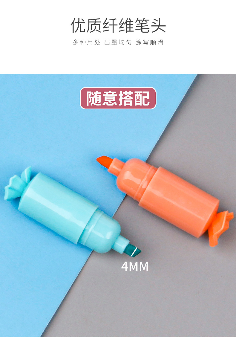 Highlighters, candy-shaped markers, quick-drying colored pens, simple sketches, doodles, paintings, hand-drawn notebooks, students pic 3