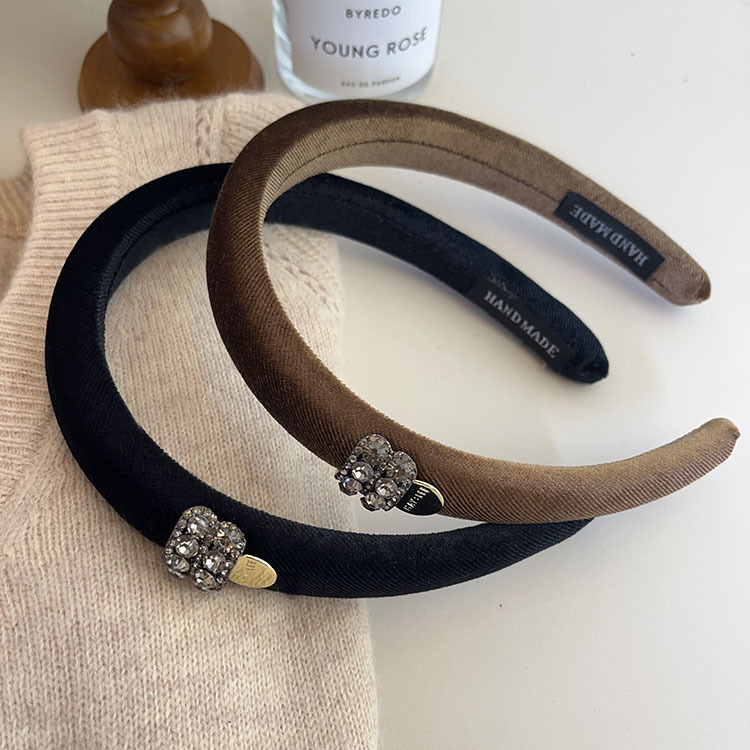 French velvet retro sponge narrow version hair band headband, Korean style, versatile and popular headband, high-end water diamond hair clip pic 11