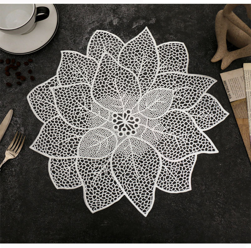 Foreign trade Nordic placemats, flower-shaped irregular Western placemats, special-shaped coasters, pvc waterproof, heat-resistant, hollowed-out heat-insulating pads pic 7