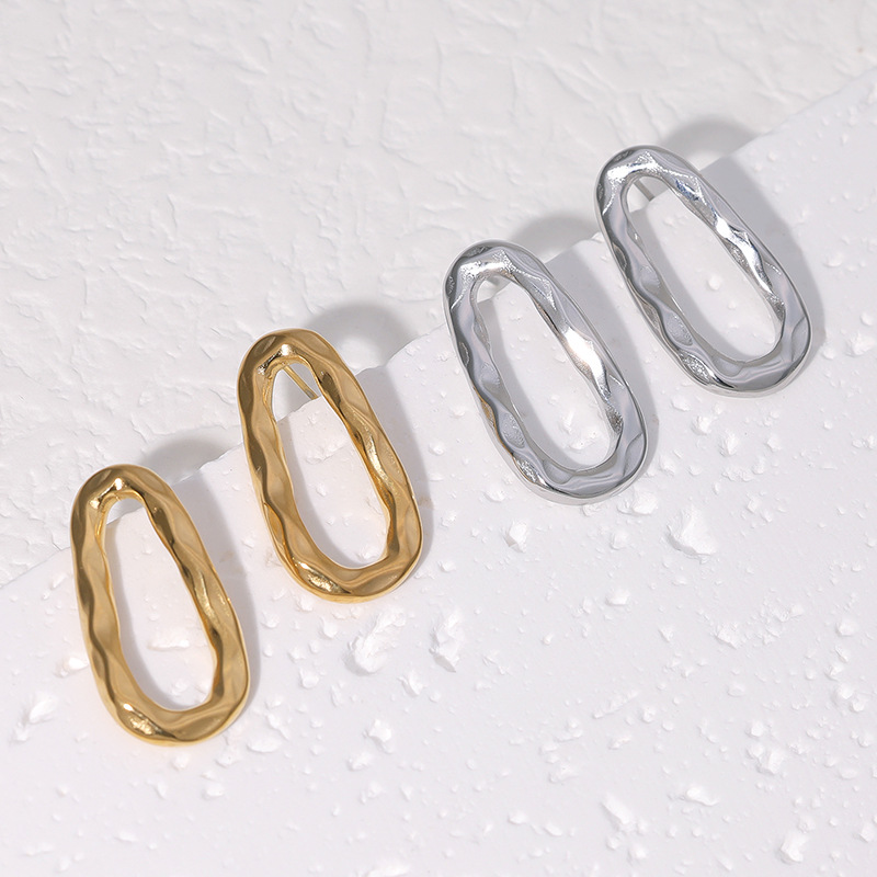 跨境欧美钛钢耳钉女不掉色简约高级感冷淡风耳饰金属感不锈钢耳钉详情3