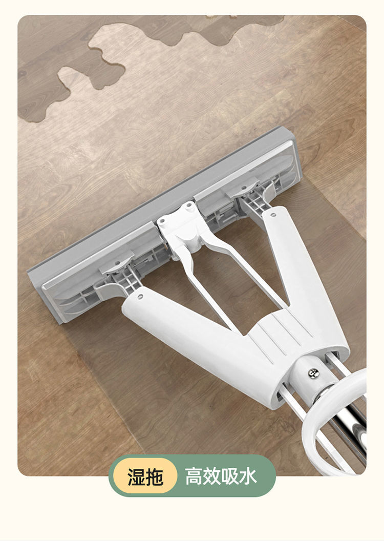 海绵拖把吸水地拖胶棉不锈钢拖布免手洗对折滚轮式挤水家用一拖净详情9