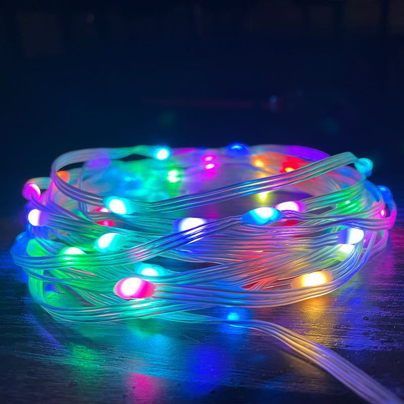 Iridescent leather thread light, curtain light, APP point control, Bluetooth, ball and bead light string, RGB horse running string light, Christmas light pic 8