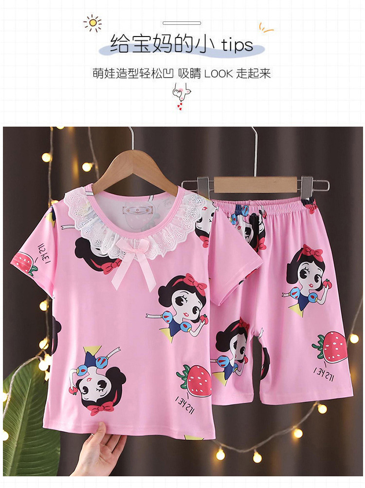 儿童睡裙短袖夏季女童装纯棉亲子宝宝薄款公主裙小女孩睡衣家居服详情8