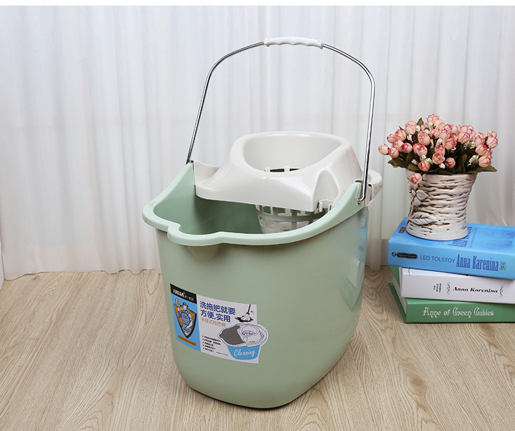 拖地桶家用加厚塑料拖把拖布桶地拖桶旋转拖把带轮单桶手动脱水桶详情9