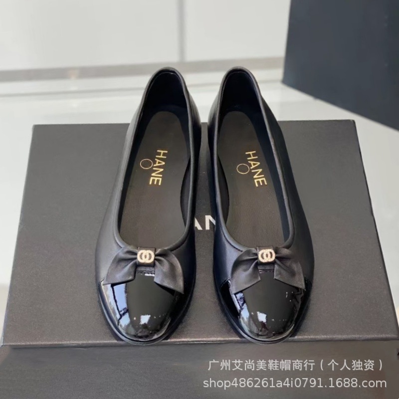 小香风蝴蝶结芭蕾舞鞋2024年新款低跟真皮拼色浅口圆头气质单鞋女详情13