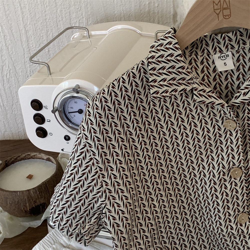 织里童装男童衬衫夏装2023新款夏季儿童休闲风印花休闲短袖衬衣潮详情4