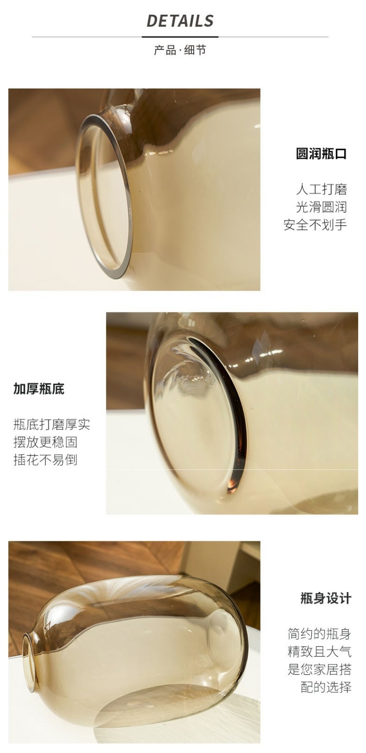 Wholesale of InS-style light luxury and simple glass vases with a high-end feel for the living room, as well as water cultivation decorative items such as the drunken wood pendant clock pic 5