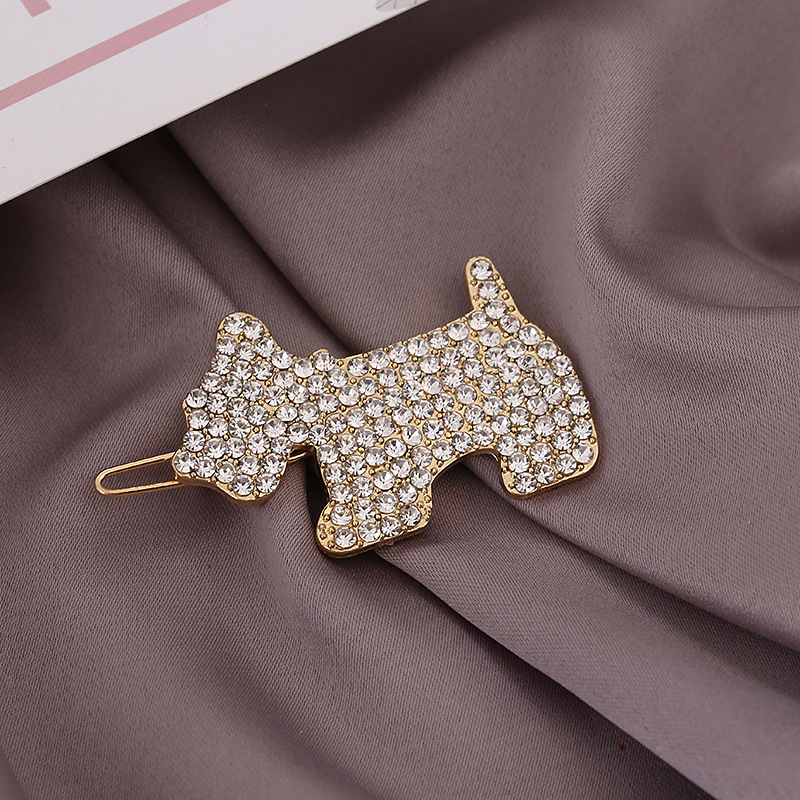 Versión coreana simple strass full diamond lujoso cara nubuck clip de rana clip de pelo adorno de pelo tocados venta directa de fábrica de perros de corea pic 3