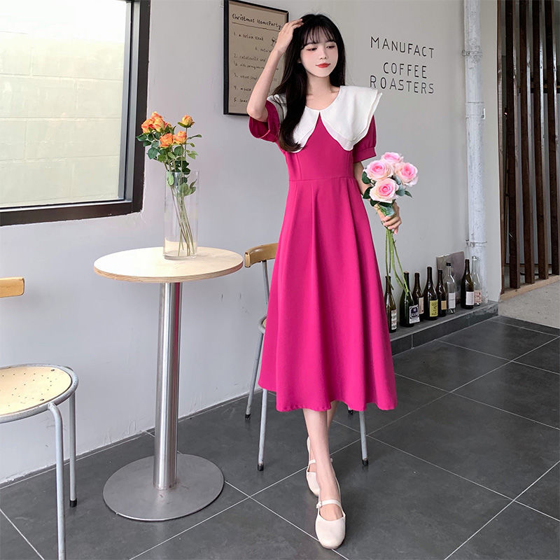 胖MM大码夏新款文艺复古小清新法式荷叶领收腰系带连衣裙短袖显瘦详情10