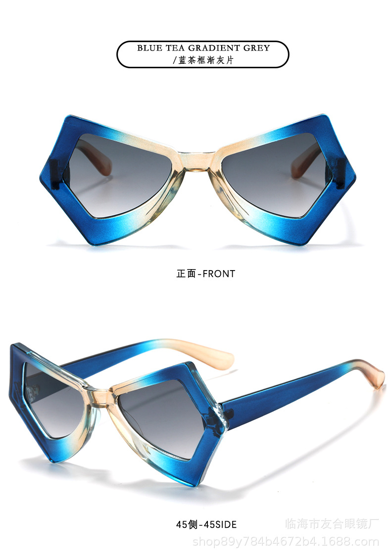 欧美新款大框蝴蝶猫眼女士跨境太阳镜时尚个性走秀街拍墨镜眼镜详情12