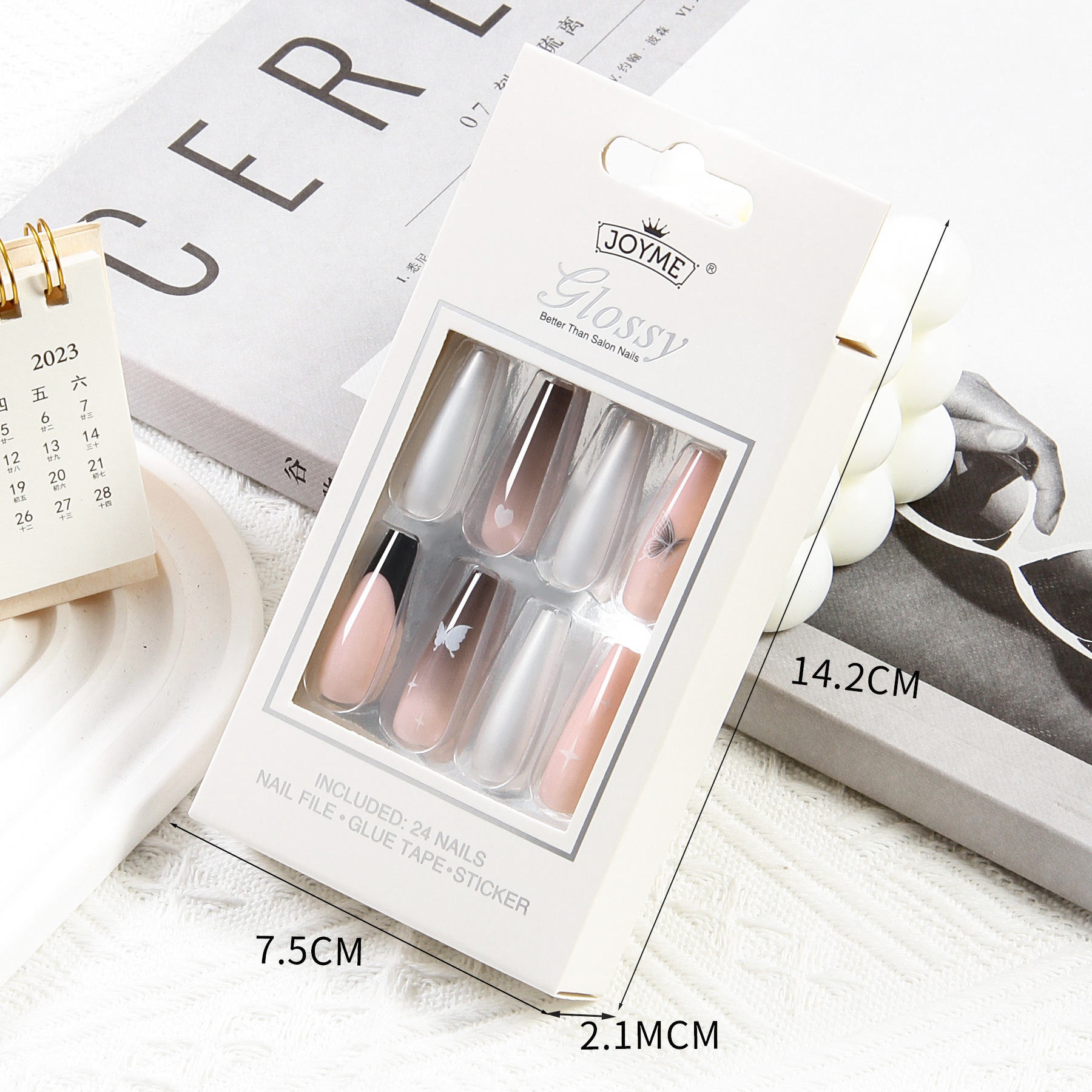 新款光变指甲新工艺穿戴甲现货美甲贴片欧美简约风长梯假指甲批发定做详情14