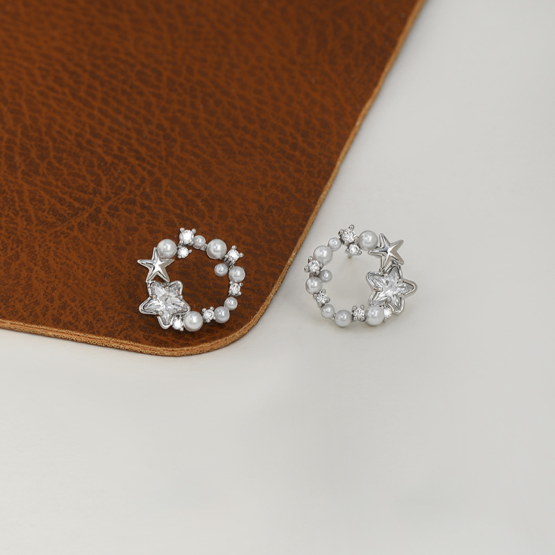 秋季新款微镶锆石气质耳钉女S925银针小众设计感星星耳饰简约耳坠详情9