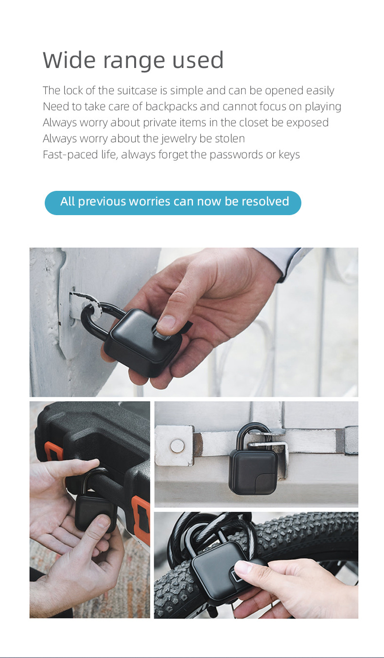 Fingerprint lock, graffiti APP, smart lock, warehouse door, dormitory storage cabinet, bicycle padlock, hidden combination lock pic 9