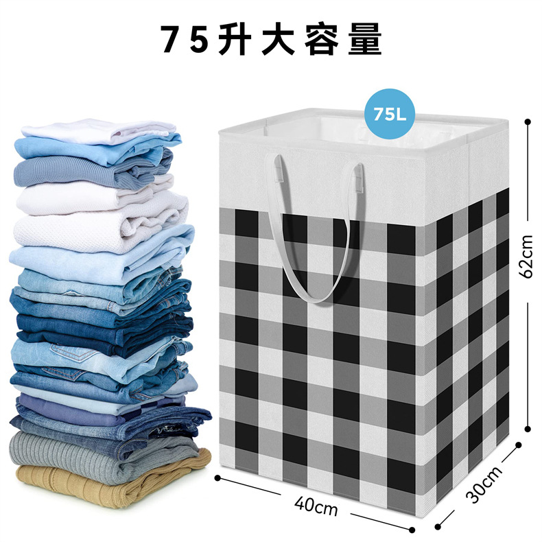 Foldable fabric hand-held storage bucket for household sundries, bathroom dirty clothes basket, square waterproof laundry basket pic 7