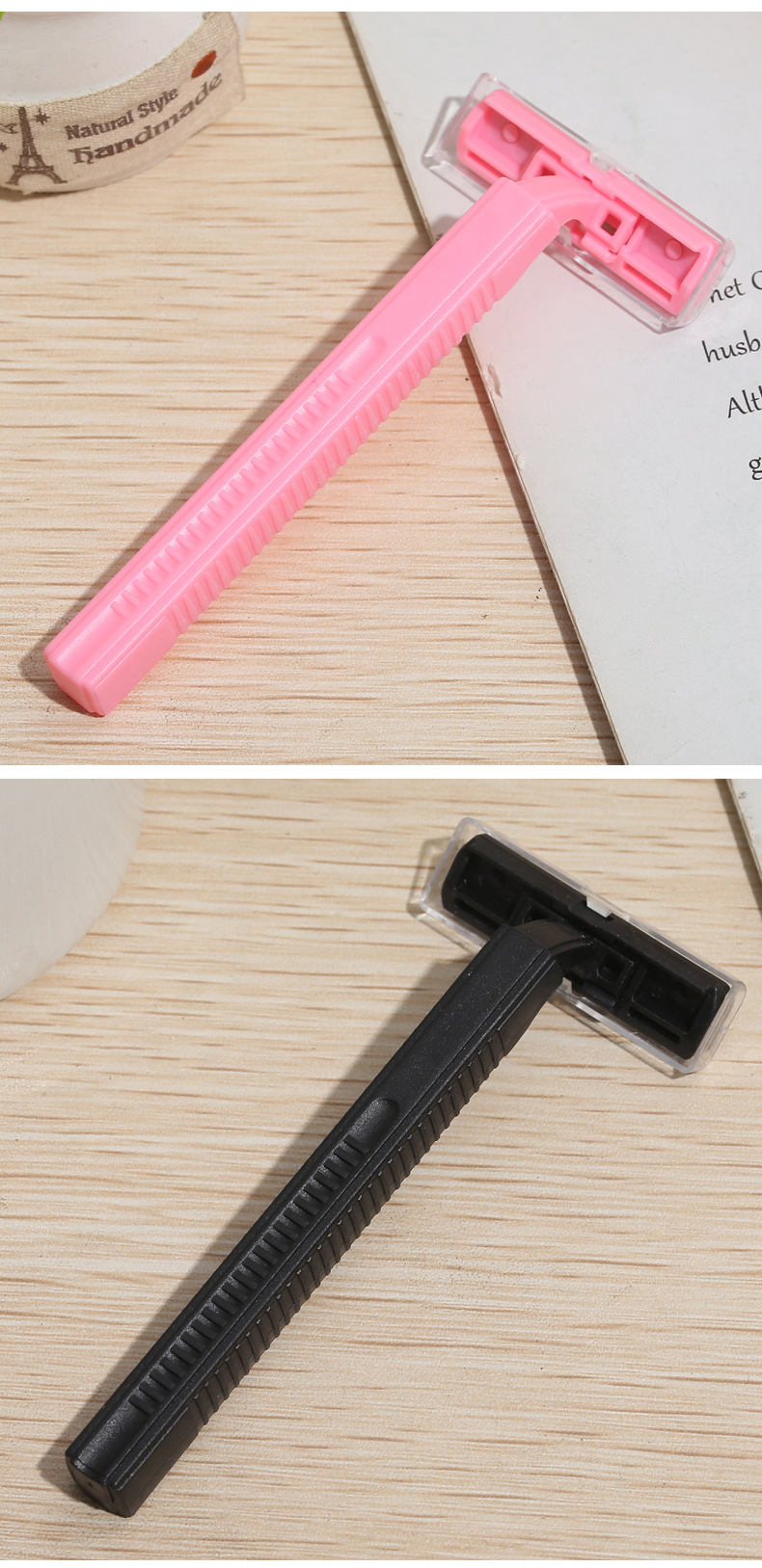 Factory direct sales of disposable razors for hotels, stainless steel disposable shavers, comfortable handles, double-layer blades pic 7