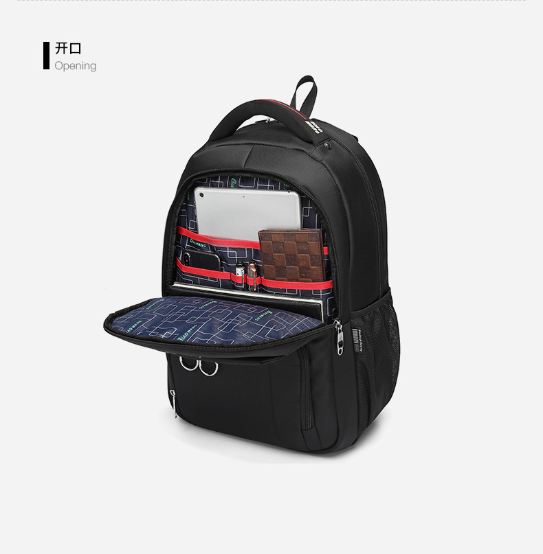 男士大容量商务通勤背包15.6寸usb充电耳机孔防泼水防盗双肩背包详情15