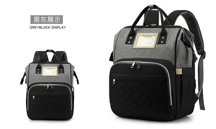 Nuevo modelo mommy bag cama cama plegable baby bag mamá multifuncional recargable impermeable bordado hilo mochila cama cross-border blast pic 27