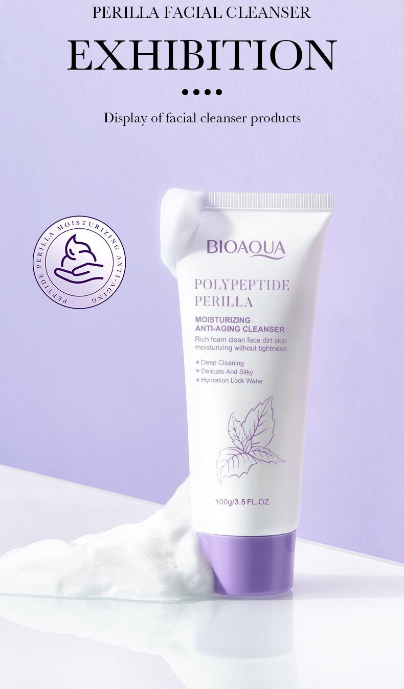 Cross-border foreign trade BIOAOUA Polypeptide Perilla Moisturizing Anti-Wrinkle Facial Cleanser Deep Cleansing Moisturizing Foam Facial Cleanser pic 10