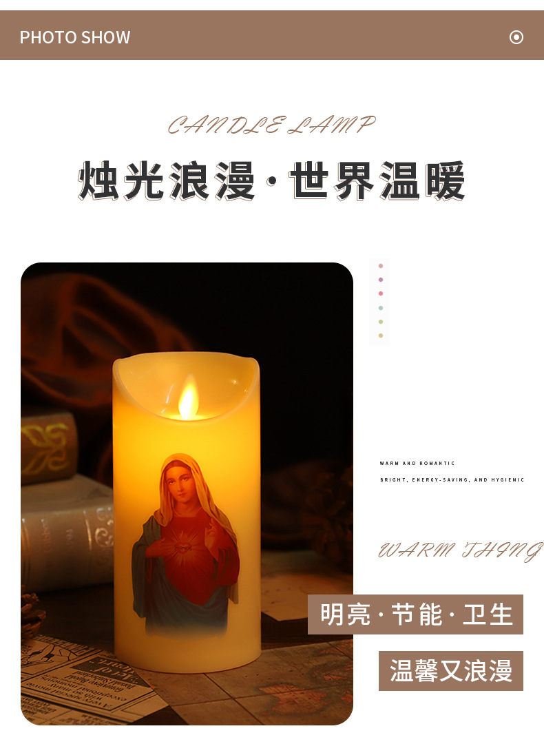 跨境LED欧式古典人物画电子蜡烛 感恩节气氛布置装饰厂家批发详情5