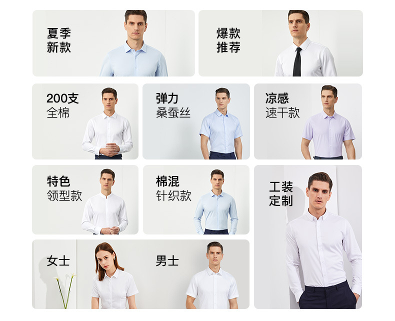 100s全棉DP免烫衬衫女士短袖修身职业面试商务通勤正装工服衬衣详情1