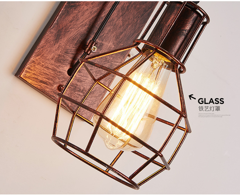 American country wall lamps, industrial style retro wall lamps, simple and creative ironwork pulley wall lamps, height-adjustable restaurant corridor lights pic 15
